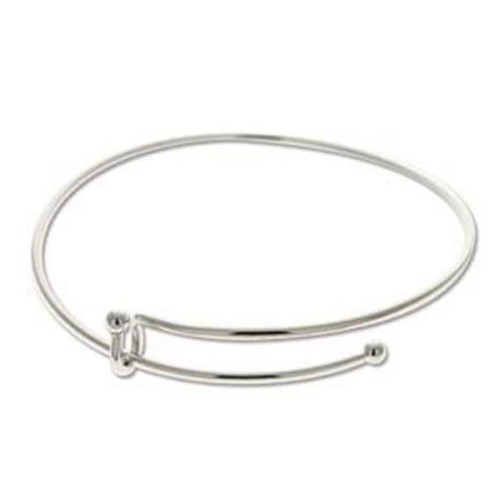 Adjustable EXPANDABLE Bangle Bracelet, Add a Charm, Bright Silver Plate BRAC500S